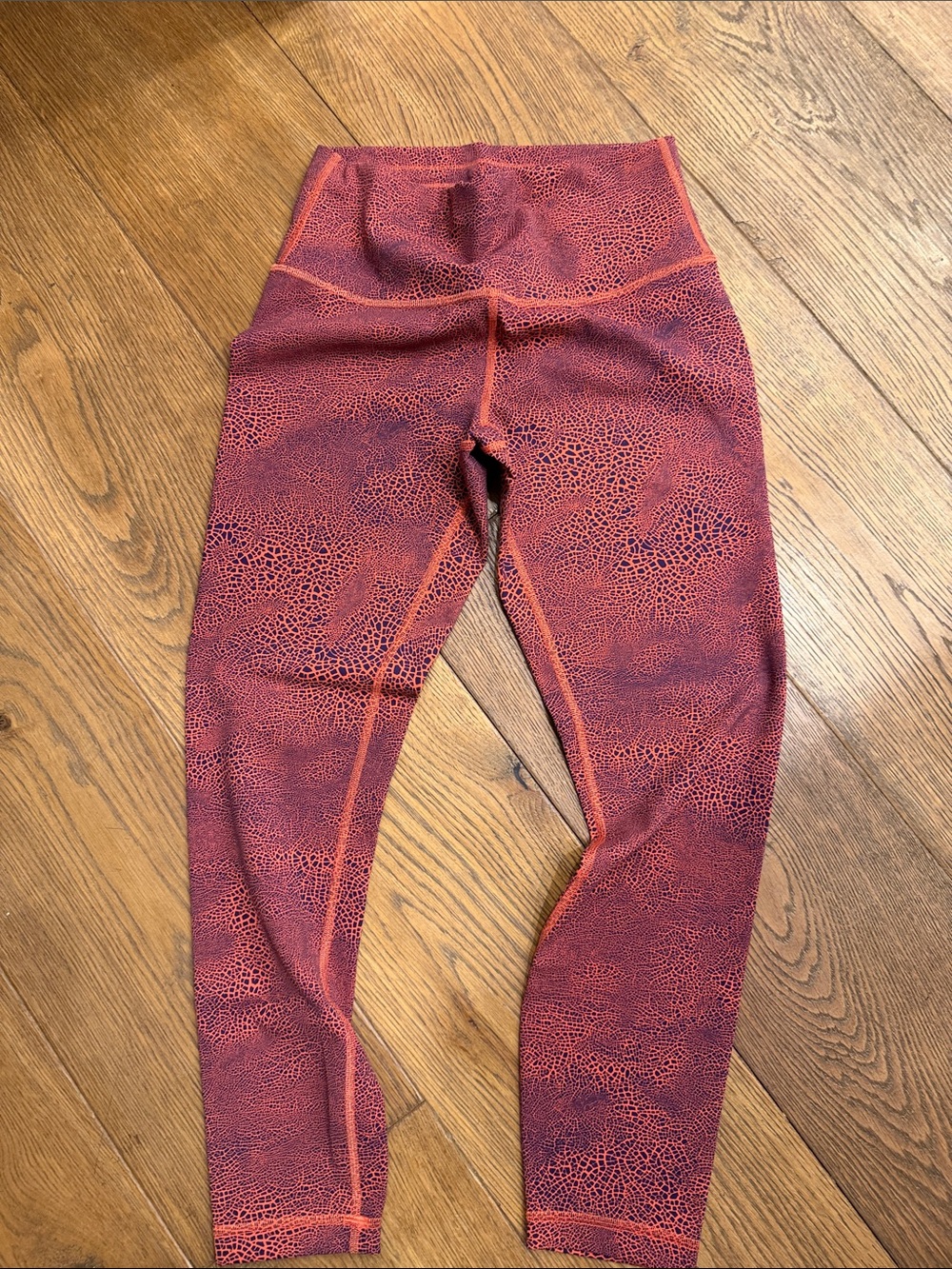 lululemon athletica wonder train' Rust-Red Patterned High-Waist Leggings